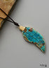 Boho Necklace, Blue Agate Leaf Pendant